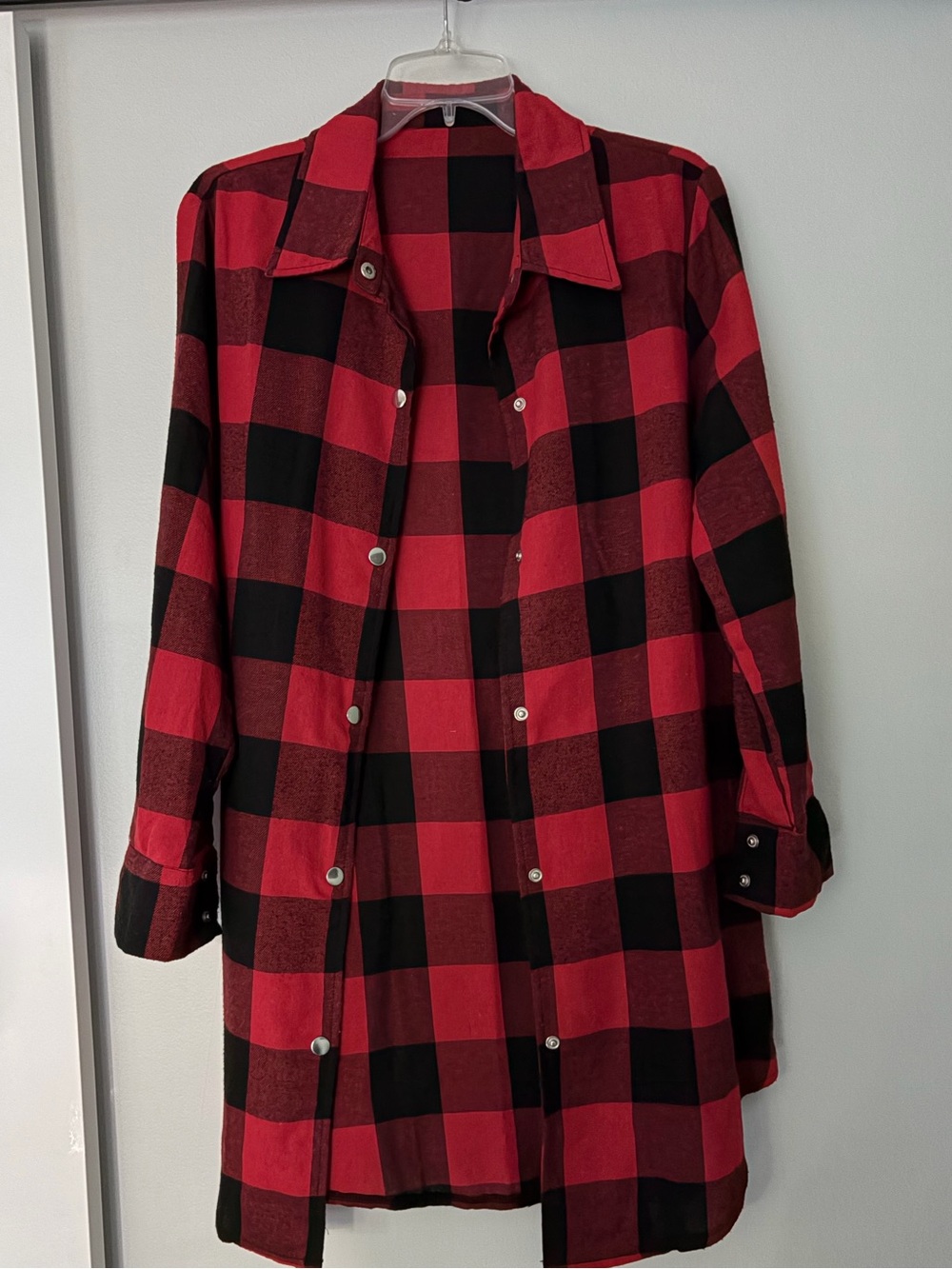 Red & Black Buffalo Plaid Button-Front Light Weight Flannel